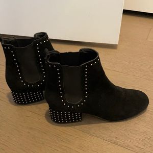 Marc Fisher Black Suede Booties with silver detail